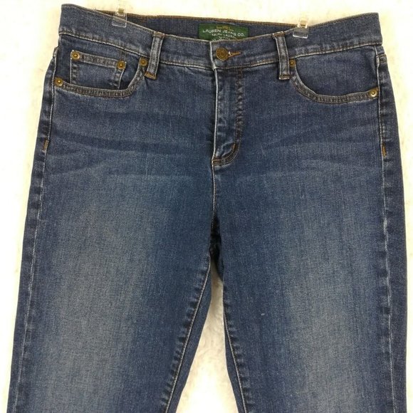 Lauren Jeans Co Womens Jeans Classic Straight Blue Denim Medium Wash Petite 8P - Picture 3 of 12